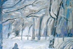 Giardino con la neve - Olio su cartone 50 x 35 - € 400